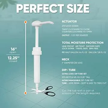 Gallon Pump Dispenser - Dispenses 1 Ounce Per Stroke - for Plastic or Glass Bottles – Heavy-Duty Leak Proof for Commercial and Household Use – BPA Free 38/400 (Pack of 4)