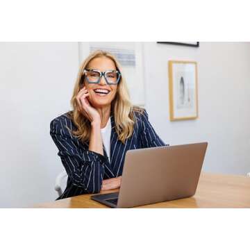 Peepers by PeeperSpecs Oprah's Favorite Women's Take a Bow Square Blue Light Blocking Reading Glasses - Teal Botanico/Teal +2.50