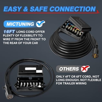 MICTUNING 16FT Heavy Duty 7 Way Trailer Plug Cord