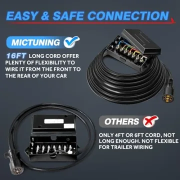 MICTUNING 16FT Heavy Duty 7 Way Trailer Plug Cord