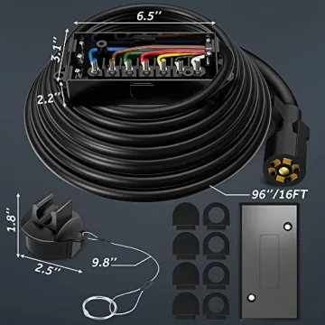MICTUNING 16FT Heavy Duty 7 Way Trailer Plug Cord