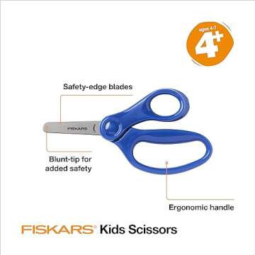 Fiskars 5" Blunt-Tip Scissors for Kids 4+ - Scissors for School or Crafting - Back to School Supplie...