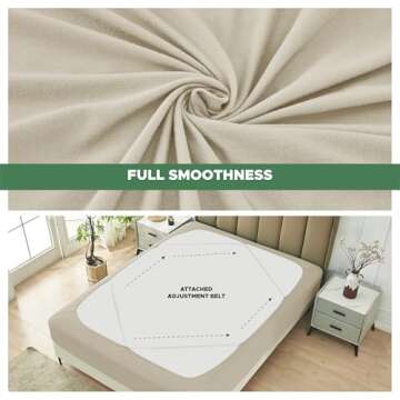 Biscaynebay Decorative Box Spring Cover King & Cal King Size, Light Camel Luxurious Jersey Knitting Stretchy Wrap Around 4 Sides Bed Skirt for Home/Hotels, Easy Fit Wrinkle Free Machine Washable