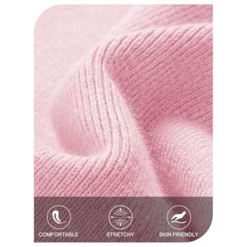 MEROKEETY Women's Winter Off Shoulder Bodycon Sweater Dress Formal Long Sleeve Elegant Cocktail Party Midi Maxi Dresses, LightPink, Medium