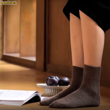 Lomitract Mini Crew Quarter Socks Women: Above Ankle High, Bamboo Long Dress Sock, Cotton Tall Sox, Mid Calf Length, Suit for Short Boot, Brown Coffee