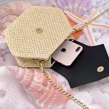 Bausweety Women's Crossbody Bag Cute Straw Shoulder Bag