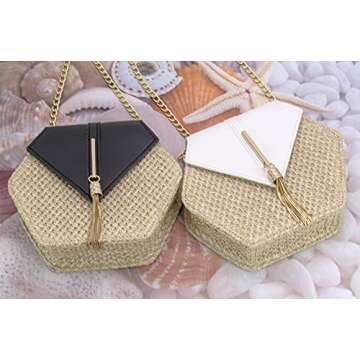 Bausweety Women's Crossbody Bag Cute Straw Shoulder Bag