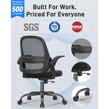 Ergonomic Mesh Office Chair with Flip-Up Arms and Comfort