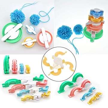 Pompom Maker, 4 Sizes Pom pom Makers for Fluff Ball Weaver Needle Craft DIY Wool Knitting Craft Tool...