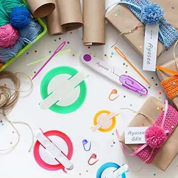 Pompom Maker, 4 Sizes Pom pom Makers for Fluff Ball Weaver Needle Craft DIY Wool Knitting Craft Tool Set Decoration +1PS Scissors (5)