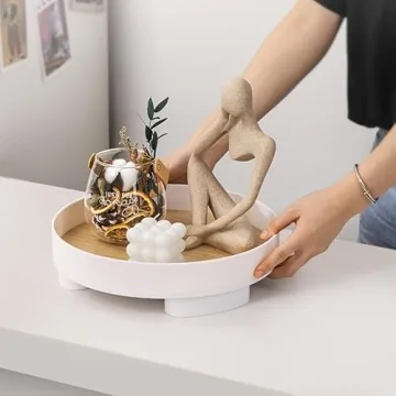 Round Bathroom Tray 2 Pack Stylish Vanity Countertop Organizer