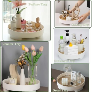 Round Bathroom Tray 2 Pack Stylish Vanity Countertop Organizer