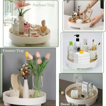 Round Bathroom Tray 2 Pack Stylish Vanity Countertop Organizer