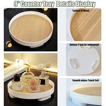 Round Bathroom Tray 2 Pack Stylish Vanity Countertop Organizer