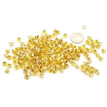 CRAFTMEMORE 1/8 Inch ID Grommets Eyelets 3MM Hole Self Backing Eyelet for Bead Cores, Clothes, Leather, Canvas 200pcs (Gold)