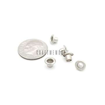 CRAFTMEMORE 1/8 Inch ID Grommets Eyelets 3MM Hole Self Backing Eyelet for Bead Cores, Clothes, Leather, Canvas 200pcs (Gold)