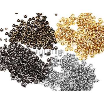 CRAFTMEMORE 1/8 Inch ID Grommets Eyelets 3MM Hole Self Backing Eyelet for Bead Cores, Clothes, Leather, Canvas 200pcs (Gold)