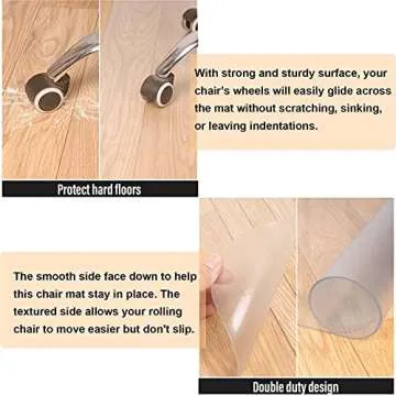 AiBOB Office Chair Mat for Hardwood Floor, 36 X 48 inches, Hard Floor Chair Mats Under Computer Desk, Easy Glide for Rolling Chairs, No Curling