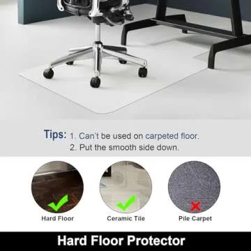 AiBOB Office Chair Mat for Hardwood Floor, 36 X 48 inches, Hard Floor Chair Mats Under Computer Desk, Easy Glide for Rolling Chairs, No Curling