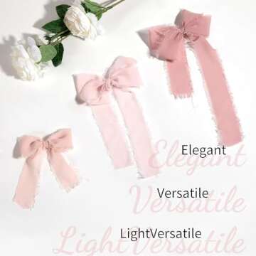 HTVRONT Chiffon Silk Ribbon 1.5" x 7Yd Soft Handmade Fringe Frayed Edged Baby Shower Bridal Bouquets Wedding Invitation Decor (Cream & Pink)