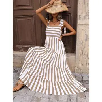 PRETTYGARDEN Summer Striped Maxi Dress for Women