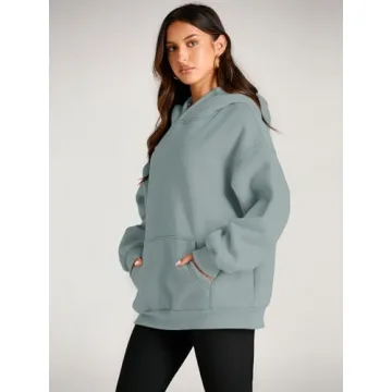 EFAN Womens Hoodies Oversized Sweatshirts Pullover Fleece Sweaters Long Sleeve Winter Fall Outfits Fashion Y2k Clothes LightGreen M