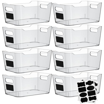 Clear Plastic Storage Bins with Labels for Home & Kitchen Organization