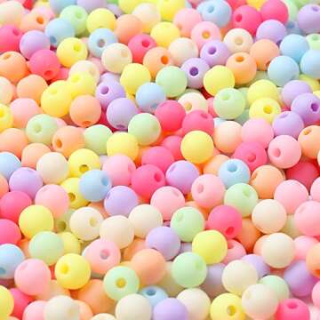 ToBeIT Color Beads Acrylic Round Beads Pastel Round Bead for DIY Necklace, Bracelet, Earring Jewelry...