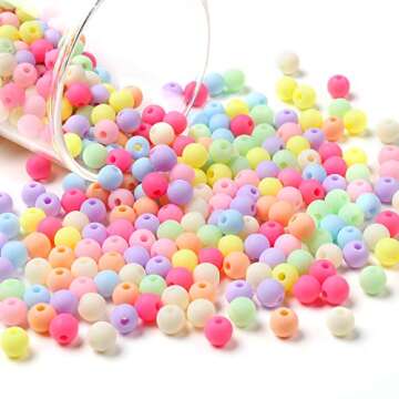 ToBeIT Color Beads Acrylic Round Beads Pastel Round Bead for DIY Necklace, Bracelet, Earring Jewelry Making (6mm-890pcs)