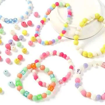 ToBeIT Color Beads Acrylic Round Beads Pastel Round Bead for DIY Necklace, Bracelet, Earring Jewelry Making (6mm-890pcs)