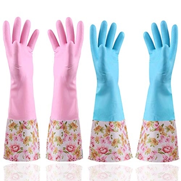 KINGFINGER Rubber Latex Dishwashing Gloves - 2 Pairs