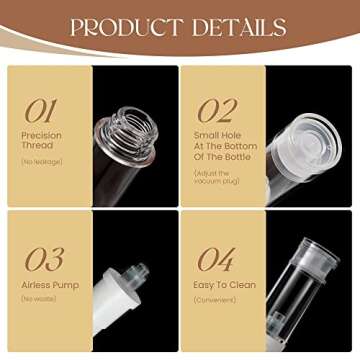EOPER 15 Piece Airless Pump Jars for Travel Toiletries
