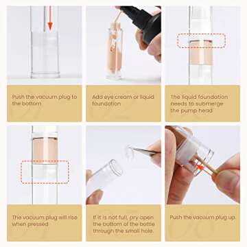 EOPER 15 Piece Airless Pump Jars for Travel Toiletries