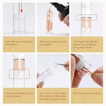 EOPER 15 Piece Airless Pump Jars for Travel Toiletries