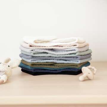 Konssy Muslin Baby Bibs 10 Pack Baby Bandana Drool Bibs 100% Cotton for Unisex Boys Girls, 10 Solid Colors Set for Teething Drooling