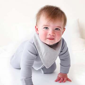 Konssy Muslin Baby Bibs 10 Pack Baby Bandana Drool Bibs 100% Cotton for Unisex Boys Girls, 10 Solid Colors Set for Teething Drooling