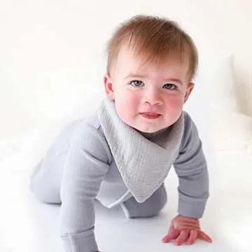 Konssy Muslin Baby Bibs 10 Pack Baby Bandana Drool Bibs 100% Cotton for Unisex Boys Girls, 10 Solid Colors Set for Teething Drooling