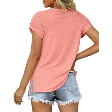 Spring Tops Womens 2024 Summer Shirts for Women Trendy V Neck Tee Shirts Dry Fit M