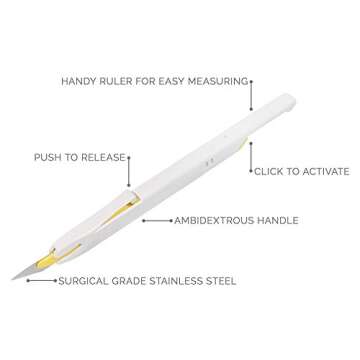 TIDI PenBlade Retractable Utility Knife, Blade Sizes 10, 11A, and 15 (Pack of 3) ― Stainless-Steel...