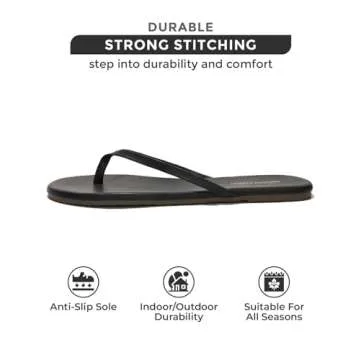 Project Cloud Flip flops for Women - Memory Foam Flats Slippers for Women 2025 - Vegan Leather Women Slippers & Womens Sandals Beach Essentials Slides for Women Footwear (Foundations, Black, 8.5)