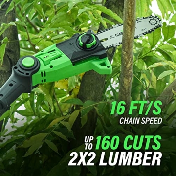 SOYUS 8-Inch Cordless Pole Saw for Effortless Tree Trimming