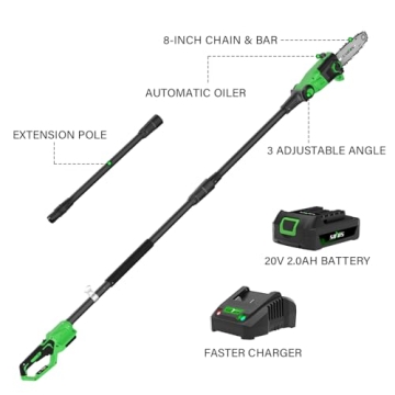 SOYUS 8-Inch Cordless Pole Saw for Effortless Tree Trimming