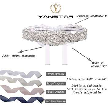 Yanstar Bridal Rhinestone Wedding Belt - Elegant & Durable