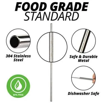 Friendly Straw 10 Pack 10.5" x .25" Reusable Metal Straws, 5 Straight 5 Elbow Stainless Steel Drinking Straws With Free Brushes and Pouch (Copper Finish)