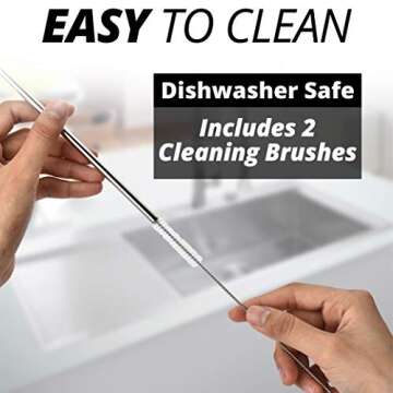 Friendly Straw 10 Pack 10.5" x .25" Reusable Metal Straws, 5 Straight 5 Elbow Stainless Steel Drinking Straws With Free Brushes and Pouch (Copper Finish)