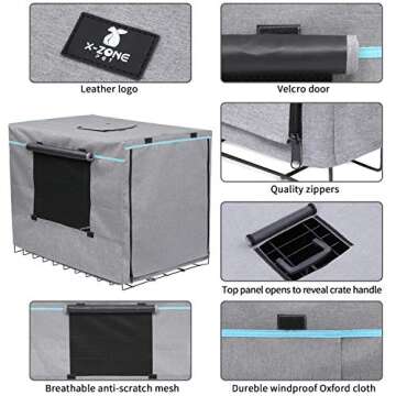 X-ZONE PET Indoor/Outdoor Dog Crate Cover, Polyester Crate Cover or Durable Windproof Kennel Covers for Wire Dog Crates