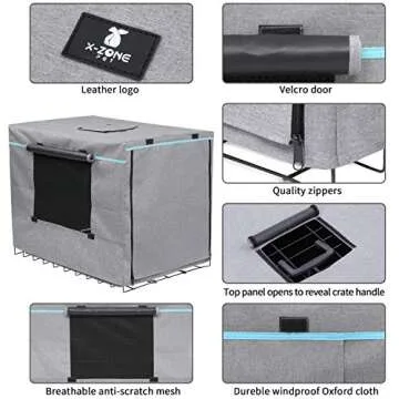 X-ZONE PET Indoor/Outdoor Dog Crate Cover, Polyester Crate Cover or Durable Windproof Kennel Covers for Wire Dog Crates
