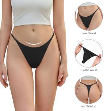 DEANGELMON G-string Thongs for Women Panties No Show Thong Seamless Underwear Low Rise Comfortable M...