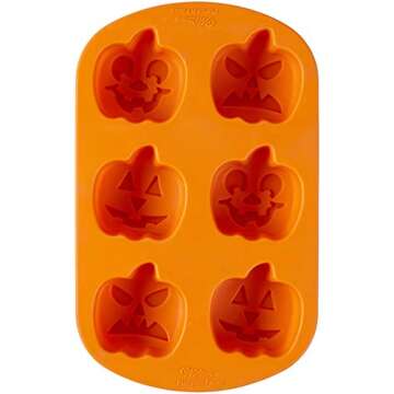 Wilton Jack-O-Lantern Non-Stick Silicone Mold, 6-Cavity