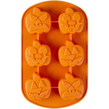 Wilton Jack-O-Lantern Non-Stick Silicone Mold, 6-Cavity